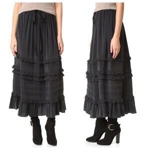 ulla johnson - leonora skirt silk midi maxi ruffled tiered drawstring flowy